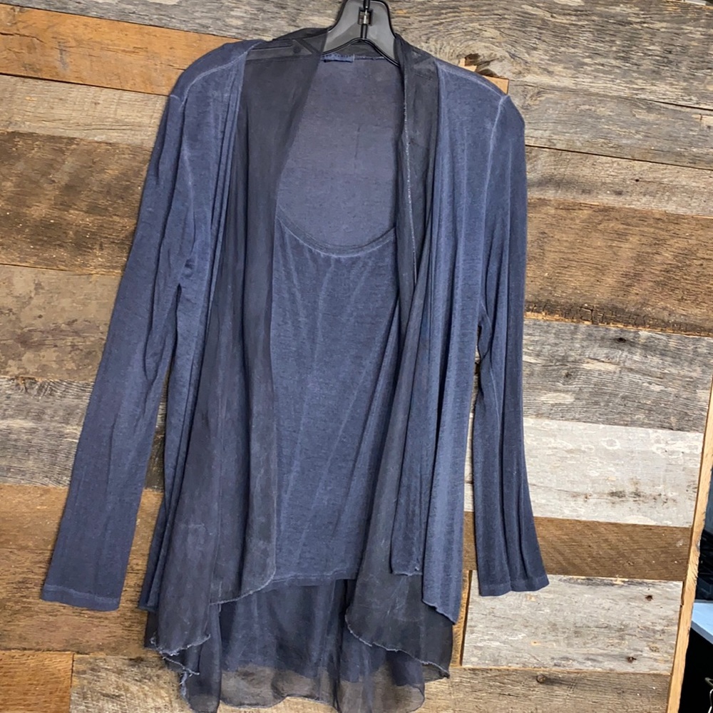 Two piece tank top and jacket. Gray-blue.